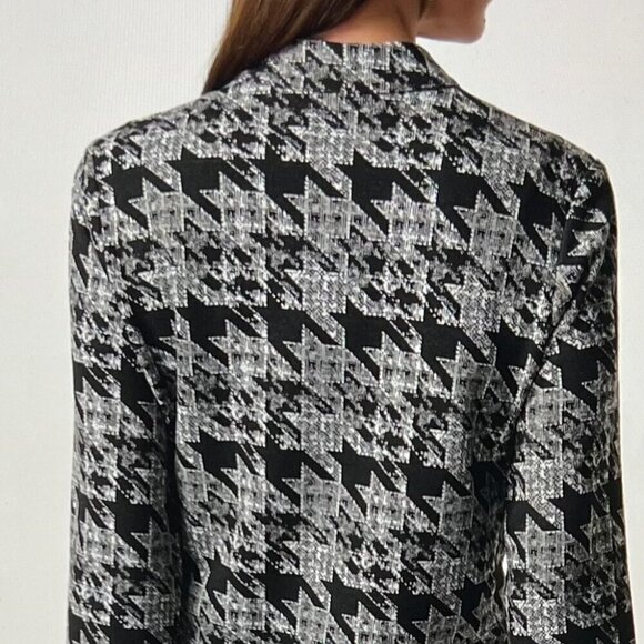 Joseph Ribkoff Black/White Houndstooth Jacquard Knit 3/4 Sleeve Jacket Size 6 - Picture 7 of 10
